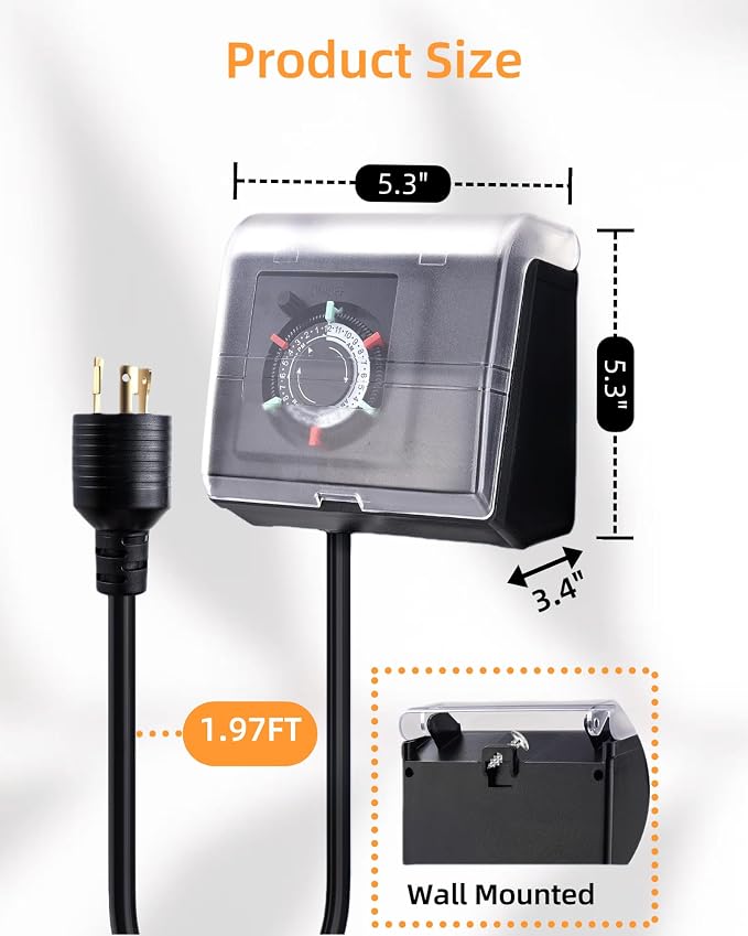 Mechanical Pool Pump Timer,NEMA L5-20R Plug-in Timer