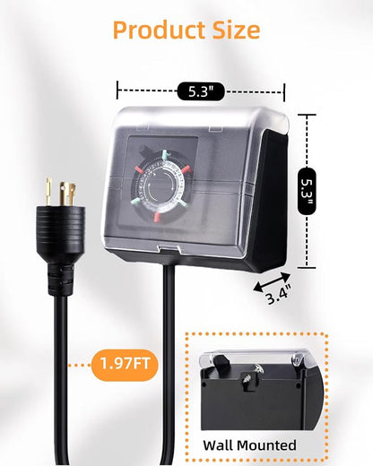 Mechanical Pool Pump Timer,NEMA L5-20R Plug-in Timer