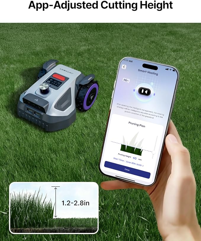 ANTHBOT M5 Lidar Robot Lawn Mower, 360°LiDAR+Vision Perimeter Wire Free 1/4 Acre, Vision Obstacle Avoidance Robotic Lawnmower with Automatic Mapping Zone Division, 45% Slope, App Control