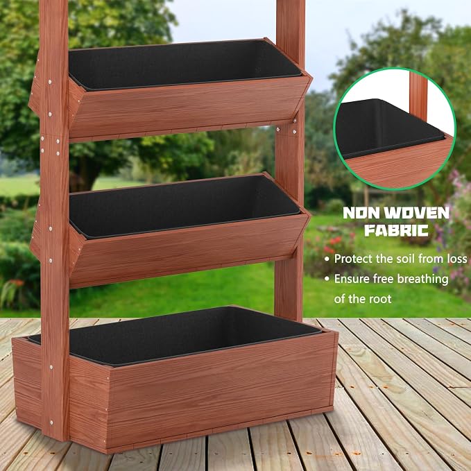 DoCred Vertical Wooden Raised Garden Bed, 4 Tier Garden Planters Freestanding Wood Plant Stand Flower Rack Wooden Planter Box for Plants Herbs Flowers Vegetables Outdoor Indoor Gardening