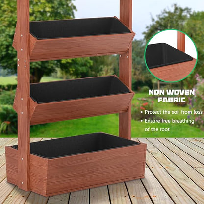 DoCred Vertical Wooden Raised Garden Bed, 4 Tier Garden Planters Freestanding Wood Plant Stand Flower Rack Wooden Planter Box for Plants Herbs Flowers Vegetables Outdoor Indoor Gardening
