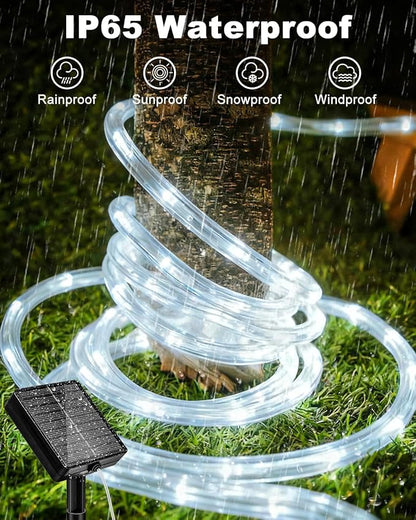 btfarm Solar Rope Lights, 120LED 46FT Solar String Lights Outdoor Waterproof, 8 Lighting Modes Solar Powered Strip Trampoline Light for Outside Garden Tree Christmas Yard Patio Decor, Cool White