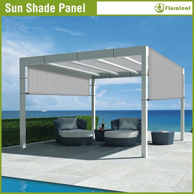 14' × 35' Pergola Shade Cover Universal Replacement Canopy Cover Outdoor Durable Fabric Sun Shade Cloth for Deck Patio Porch Backyard Gazebo with Grommets & Weighted Rods, Light Gray