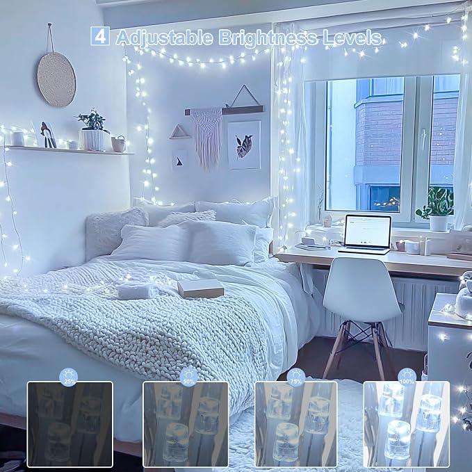 JMEXSUSS 800 LED White Christmas String Lights Outdoor, String Twinkle Lights Clear Wire Plug in for Tree Christmas Room Wedding Outside Decorations