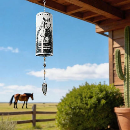 Wild West Cowboy Wind Chimes Outdoor, 17 in Wild West Rustic Hand-Tuned Deep Resonance Wind Bell, Rust-Proof Windchime for Patio Porch Garden Farmhouse Decor, Gift for Cowboy/Horse Lovers