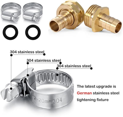 SIGURANTA Garden Hose Repair Connector with Clamps Hose End Repair Kit,5/8" Barb Garden Hose Fittings Male and Female brass garden hose ends (5/8"Barb-10 Set)