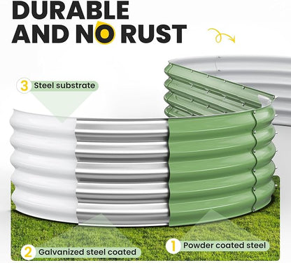 Pattiumo Galvanized Raised Garden Bed 8x2x1.5 FT, Oval Metal Raised Garden Bed Outdoor Planter Box with Open Bottom, Rust-Resistant Steel Garden Bed for Vegetables Herbs Flowers, Easy Assembly