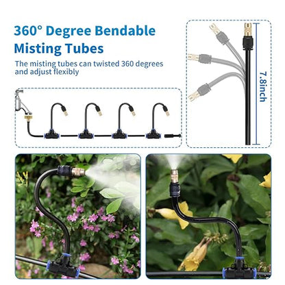 30FT Drip Irrigation System, Complete Garden Watering Kit with Rust-Proof Copper Nozzles - UV Stabilized Flexible Hose for Lawn, Greenhouse, Patio Plants