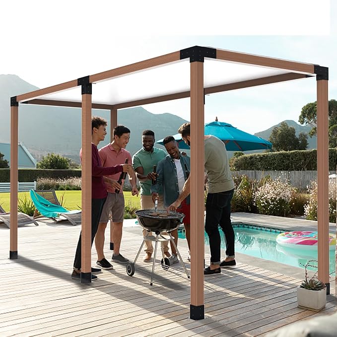 2 Pack Pergola Bracket Kit T-Shape Elevated Wood Stand Kit T Brackets with Post Base for 4x4'' (Actual 3.5x3.5'') Wooden Beams Lumber Gazebos Patio Pergola Sheds 4 Pc