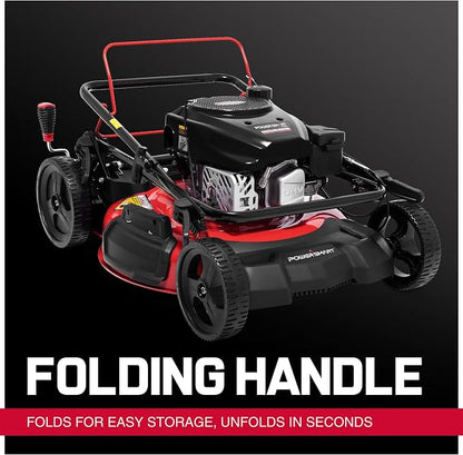 PowerSmart 21-Inch Self Propelled Gas Lawn Mower, 170cc OHV Engine, Rear-Wheel Drive, Steel Deck, 3-in-1 Walk-Behind Mower