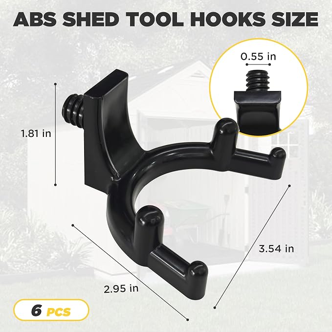 12pcs Storage Shed Hooks U Tool Hangers Compatible with Suncast/Craftsman | Durable PC Material | Double-Headed Design | Supports Up to 50 lbs | Threaded Installation | Shed Storage Accessories
