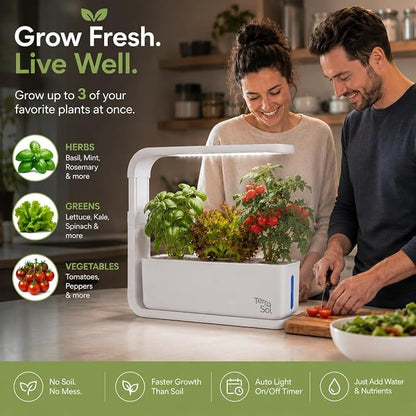 TerraSol 3-Pod Smart Indoor Garden Hydroponic Growing System with LED Grow Light – Countertop Herb Garden Kit for Kitchen – Automatic Water Circulation Indoor Planter for Herbs, Vegetables & Flowers