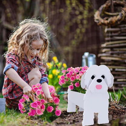 Shih Tzu Dog Planter Pots, 9.45 x 8.98 x 13.5 Inches | Dog Flower Pot, Cute Animal Shaped Plant Pot, Gifts for Women & Pet Lovers, Indoor Outdoor Garden Home Office Decor
