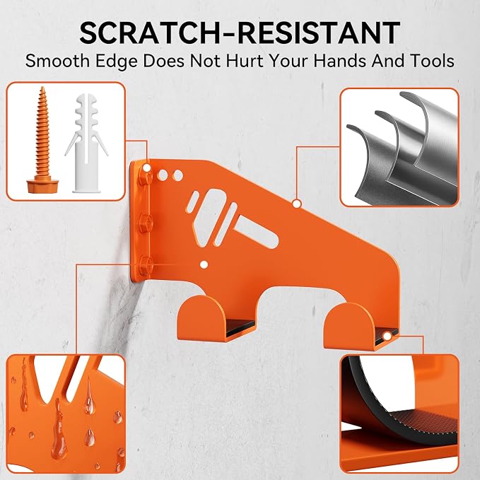 XZHXFX Chainsaw Hanger Wall Mount - Heavy Duty Chainsaw Holder for Garage Organization, Storage Shed Organizer, Chainsaw Rack with Protective Pad, Garage Tools, 2 Pack(Orange)