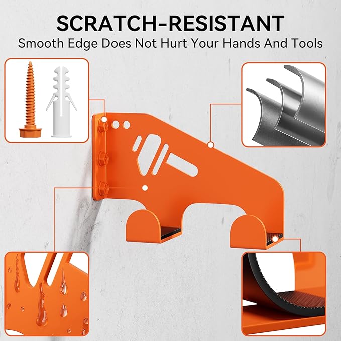 XZHXFX Chainsaw Hanger Wall Mount - Heavy Duty Chainsaw Holder for Garage Organization, Storage Shed Organizer, Chainsaw Rack with Protective Pad, Garage Tools, 1 Pack(Orange)