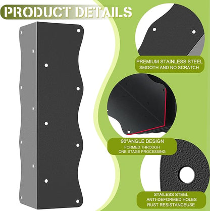 8-Pack Heavy-Duty Metal Corner Brackets for Raised Garden Beds (11"x3"x3") - L-Shaped Reinforced Connectors with Short/Long Screws, Fits 20"-24" Bed Edges & Wooden Shelves/Cabinets