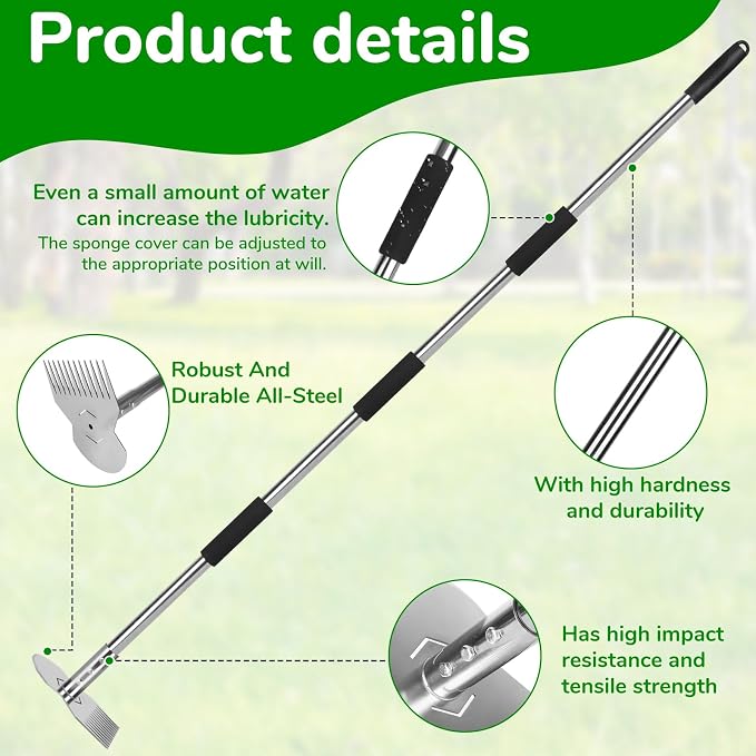 Garden Tools,Weeder Tool,63" Weed Puller Tool with Long Handle,Easy Weeding Without Bending or Squatting Down,Weeding Tools Suitable for Farm Planting,Gardening(Silver 12 Claws)