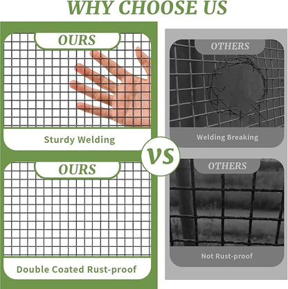 Black Hardware Cloth 1/2in Mesh 48in x 50ft, Chicken Wire Fencing PVC Coated 19 Gauge, Welded Chicken Wire for Rodent Proofing, Tree Guard, Garden Fence, Poultry Netting