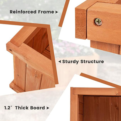S AFSTAR 2 Pieces Raised Garden Beds, 31” X 14” X 12” Fir Wood Rectangle Planter Box W/4 Drainage Holes & Detachable Base Plate, Raised Bed Planter Kit Box for Patio Backyard