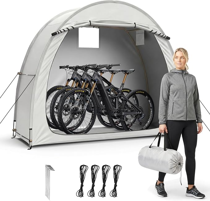 Outvita Outdoor Portable Bicycle Storage Sheds for 2-3 Bikes Camping | 210D Oxford Fabric PU 4000 Waterproof Storage Cover Shelter for Motorcycle Garden Tools Toys Lawn Mower
