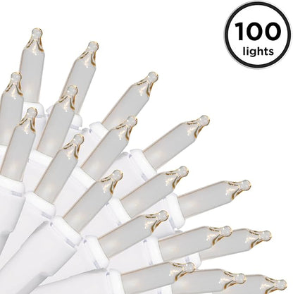 Brite Star 100 Count Mini String Christmas Lights, Clear - 22 feet Indoor/Outdoor Christmas Tree Lights with White Wire