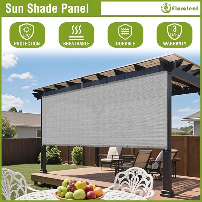 6' × 24' Pergola Shade Cover Universal Replacement Canopy Cover Outdoor Durable Fabric Sun Shade Cloth for Deck Patio Porch Backyard Gazebo with Grommets & Weighted Rods, Light Gray