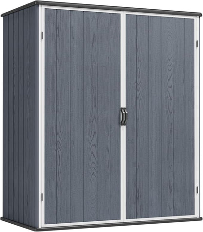 Greesum 5X3FT Plastic Storage Shed with Floor, Resin Outdoor Storaged Shed with Lockable Door, Easy Assembly All-Weather Tool Sheds for Yard, Patio, Garden, Dark Gray (4.7×2.5FT)