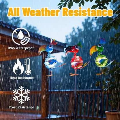Viveta 3 Pack Garden Solar Lights, Bird Solar Figurine Lights Stake | Decorative Outdoor Solar Lights Waterproof for Garden Pathway Patio