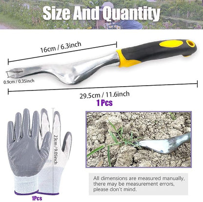 Swpeet 5Pcs Manual Weeders Puller Tool Kit, Weed Puller Tool Garden Handle Weeder Removal Tool Garden Trowel with Ergonomic Handle Weeding Tool with Protective Gloves for Garden Lawn