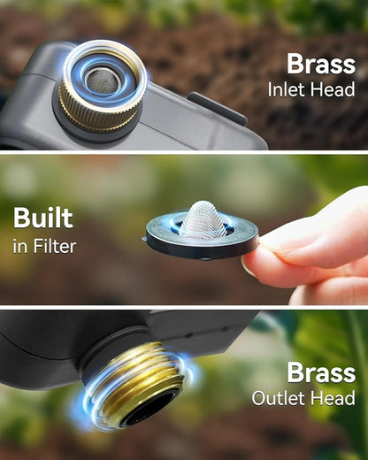 RAINPOINT Sprinkler Timer for Garden Hose - Hose Timer with Cycle & Soak/Rain Delay/Automatic Watering/Manual Watering, Programmable Irrigation System with Large Display, Brass Inlet & Outlet