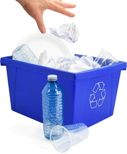 Storex 4 Gallon (15L) Recycle Bin, 14.8 x 7.87 x 11.25 Inches, Blue (61505A06C)