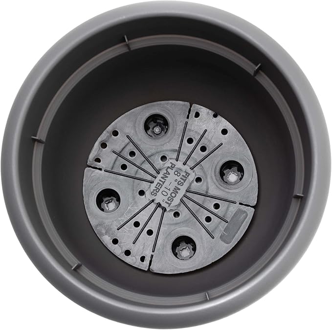 Bloem Ariana 6" Plastic Self-Watering Planter, Charcoal, 4-Pack | Self-watering disk at the bottom of each pot that acts as a water wick and reservoir for optimal plant health