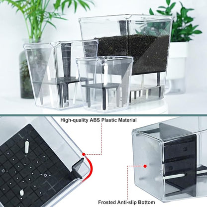 Self Watering Pots Set, 5 Pack 2.7 Inch Self Watering Pots for Indoor Plants, Clear Planter Pot with Deep Reservoir for Spider Plant, Orchid, African Violet (5Pcs Small)