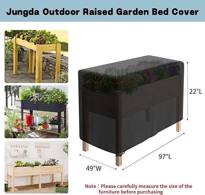Outdoor Raised Garden Bed Cover for Winter (Only Cover),Waterproof Raised Planter Boxes Stand Covers - 97 x 49 x 22 inch