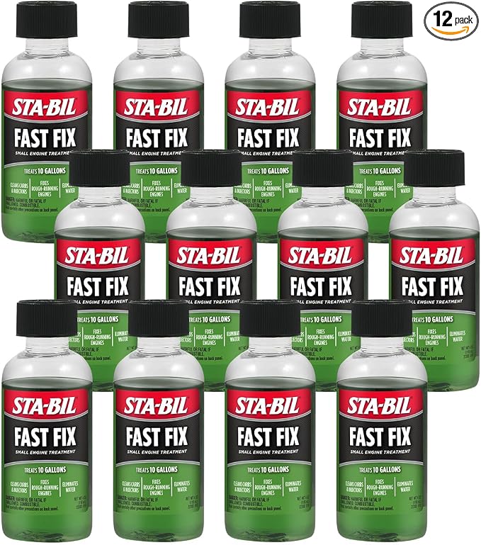 STA-BIL Fast Fix Small Engine Treatment, 4 oz 12-Pack | Helps restore rough-running engines by cleaning carburetors and fuel injectors.