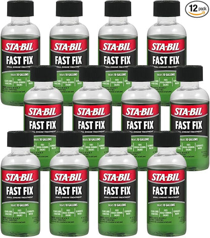 STA-BIL Fast Fix Small Engine Treatment, 4 oz 12-Pack | Helps restore rough-running engines by cleaning carburetors and fuel injectors.