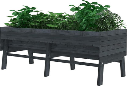 Yardenaler 6x3x2FT Raised Garden Bed with Legs, Large Outdoor Elevated Wood Planted Box with Liner for Vegetable, Flower, Backyard, Patio, Gray