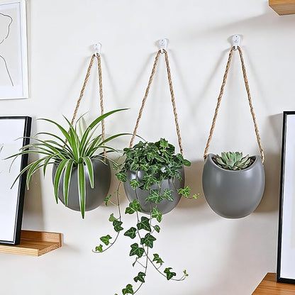 Set of 3 Ceramic Wall Planters Decor Small Hanging Vases Lovely Flower Pots | Wall Decor for Home, Entryway, Hallway, Deck, Bathroom, Living Room, Dining Room, Garden, Farmhouse, Restaurants, Office, etc