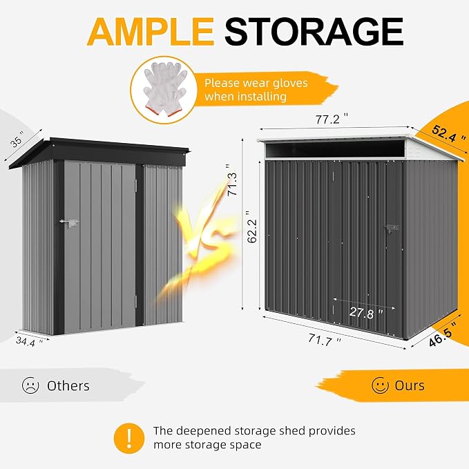 Shintenchi 6x4 FT Outdoor Storage Shed with Window, Outdoor Waterproof Storage Shed Metal Garden Shed with Lockable Single Door,Weather Resistant Tool Storage House Shed for Garden,Backyard,Steel Gray