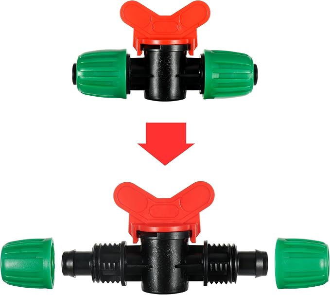 5 Pcs 1/2 Inch Drip Irrigation Switch Valve 1/2" Drip Irrigation Shut Off Valve Drip Irrigation Fittings Irrigation Valve for Drip System for Garden Water Flow Control