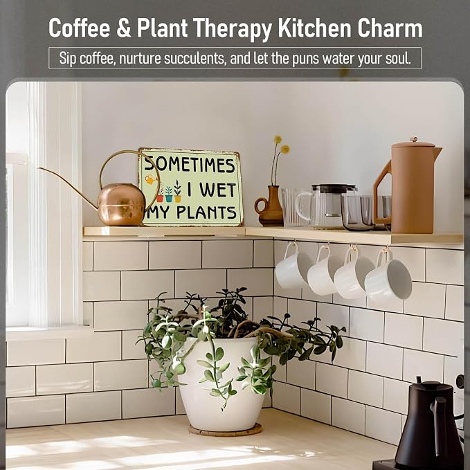 Vintage Garden Wall Art Decor Tin Signs Plant lovers' Gifts | Funny Gardening Signs for Women Greenhouse Outside Yard Fence Decor Sometimes I Wet My Plants Sign 12x8 Inches Rust-proof