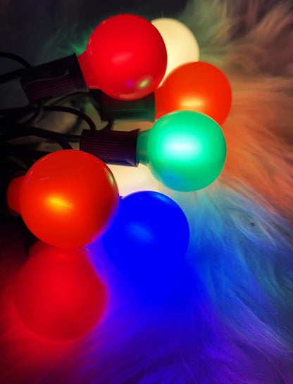 G40 LED Outdoor Christmas String Lights, 25FT Hanging Globe String Light | 25+2 Shatterproof Ceramic Multicolor Lights, Connectable, Waterproof Patio Lights for Balcony Pergola Decor, Green Wire