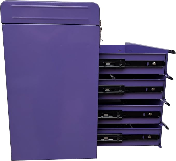 Workington Portable Metal Tool Chest with 4 Drawers, 20" 4-Drawer Tool Chest Cabinet with Ball Bearing Drawer Slides, Steel Tool Storage Box Organizer 4004 Purple