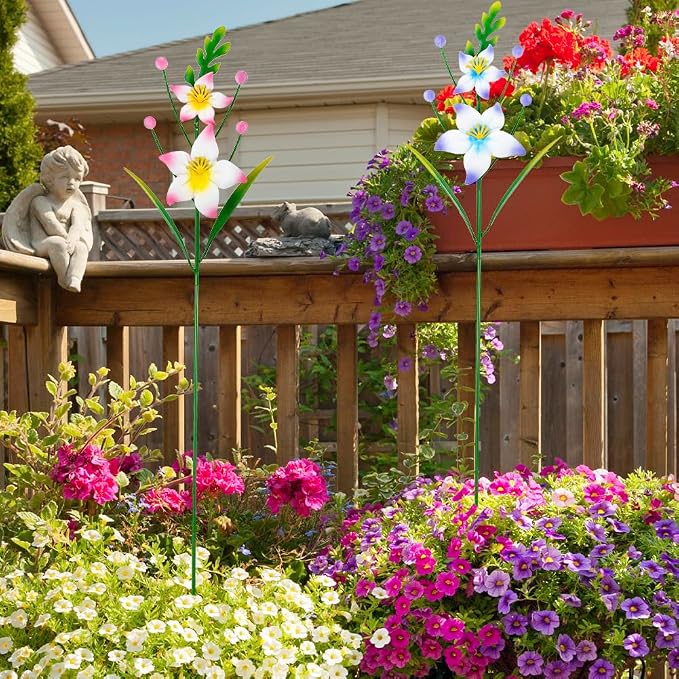 Outdoor Decorative Garden Stakes,Metal Flowers for Outside Spring Decor,Waterproof Garden Decor for Outside,Lawn,Patio,Yard