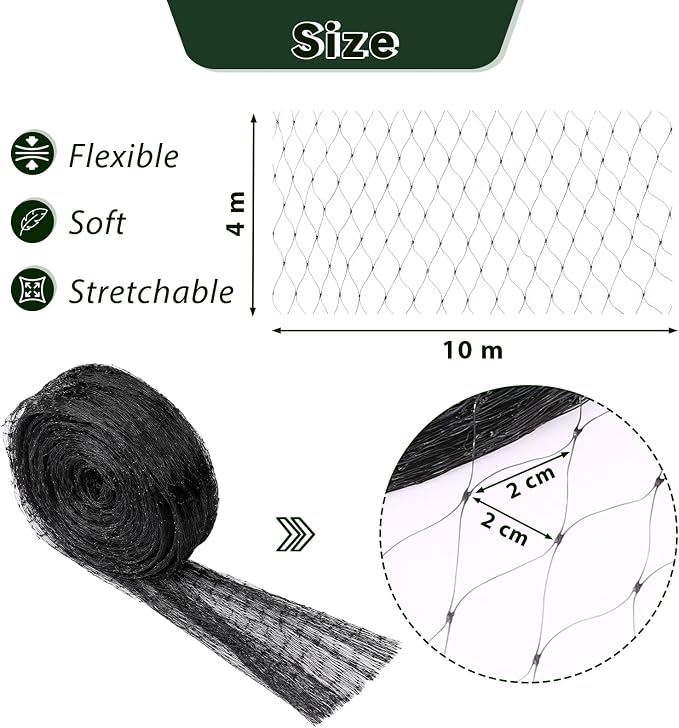 GWHOLE Black Garden Netting, 33 x13 Ft Bird Netting for Garden Plant and Tree Protection, Chicken Coop Pond Net, Black | Bird Net Reusable, 0.6 Inch Mesh Size, Protects Fruits Plants Tree, Protects From Animals, Chicken Coop Pond Net