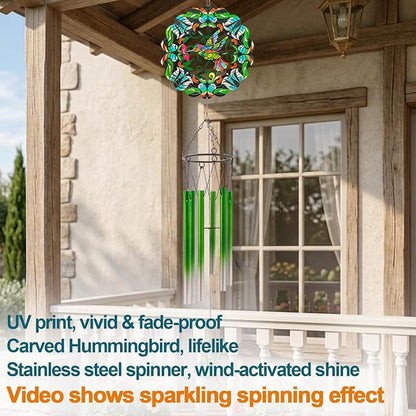 Wind Chimes with Hummingbird Wind Spinner, Gifts for Men, Women, Retirement, Teacher, Parents - Outdoor Hanging Decor Clearance for Garden, Patio, Backyard Or Porch