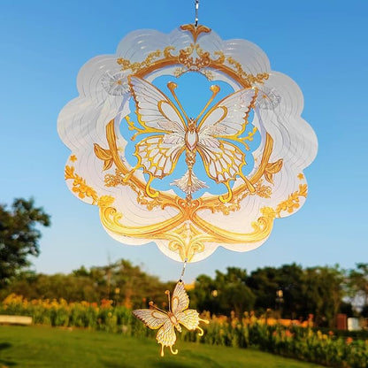 DJUAN Butterfly Stainless Steel Wind Spinners- Butterfly Gifts for Women Mom Grandma Wife, 12 inch Hanging Wind Spinner for Yard Garden Outdoor Decor,Birthday Gift for Mother's Day Christmas
