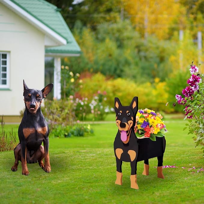Australian Kelpie Dog Planter Pots, 9.45 x 5.51 x 13.39 Inches | Dog Flower Pot, Cute Animal Shaped Plant Pot, Gifts for Women & Pet Lovers, Indoor Outdoor Garden Home Office Decor