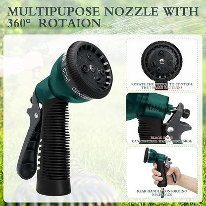 Coil Hose 75FT EVA Coil Garden Hose With 3/4'' Brass Connector Coiled Water Hose Lightweight And No Kink Includes 7 Patterns Spray Nozzle For Outdoors Lawn Watering Car Washing