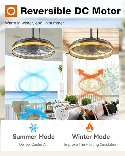 addlon Outdoor Ceiling Fan with Light for Patios, 20 inch Black Waterproof Gazebo Fan Remote&APP Control,6 Speeds 3CCT Dimmable,DC Motor, Plug in Ceiling Fan with Hook Hanging for Pergola Porch Canopy